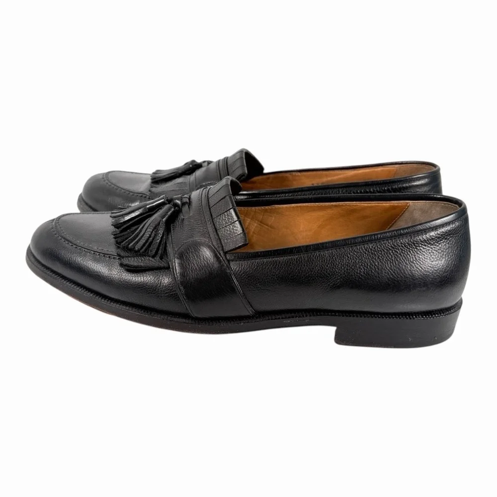 Cole Haan Man 7D Pinch Tassel Loafers DressShoes Black Genuine American Handsewn